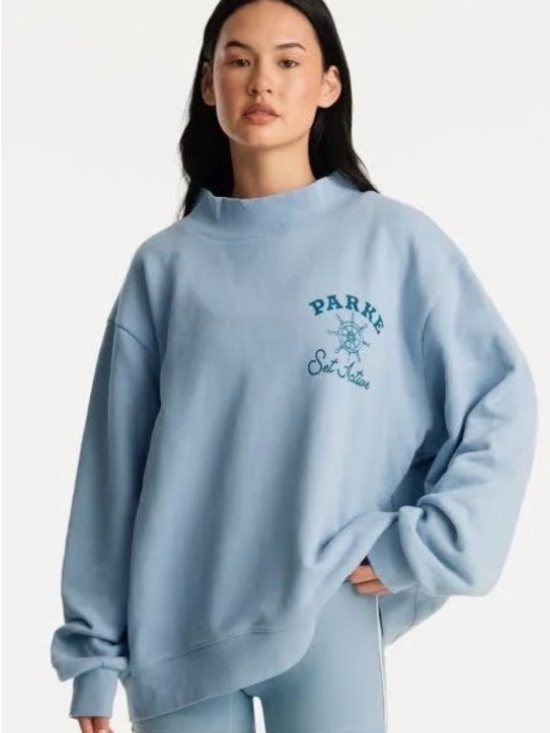 Parke Tops - Parke set active collab Light Blue Relaxed mock neck